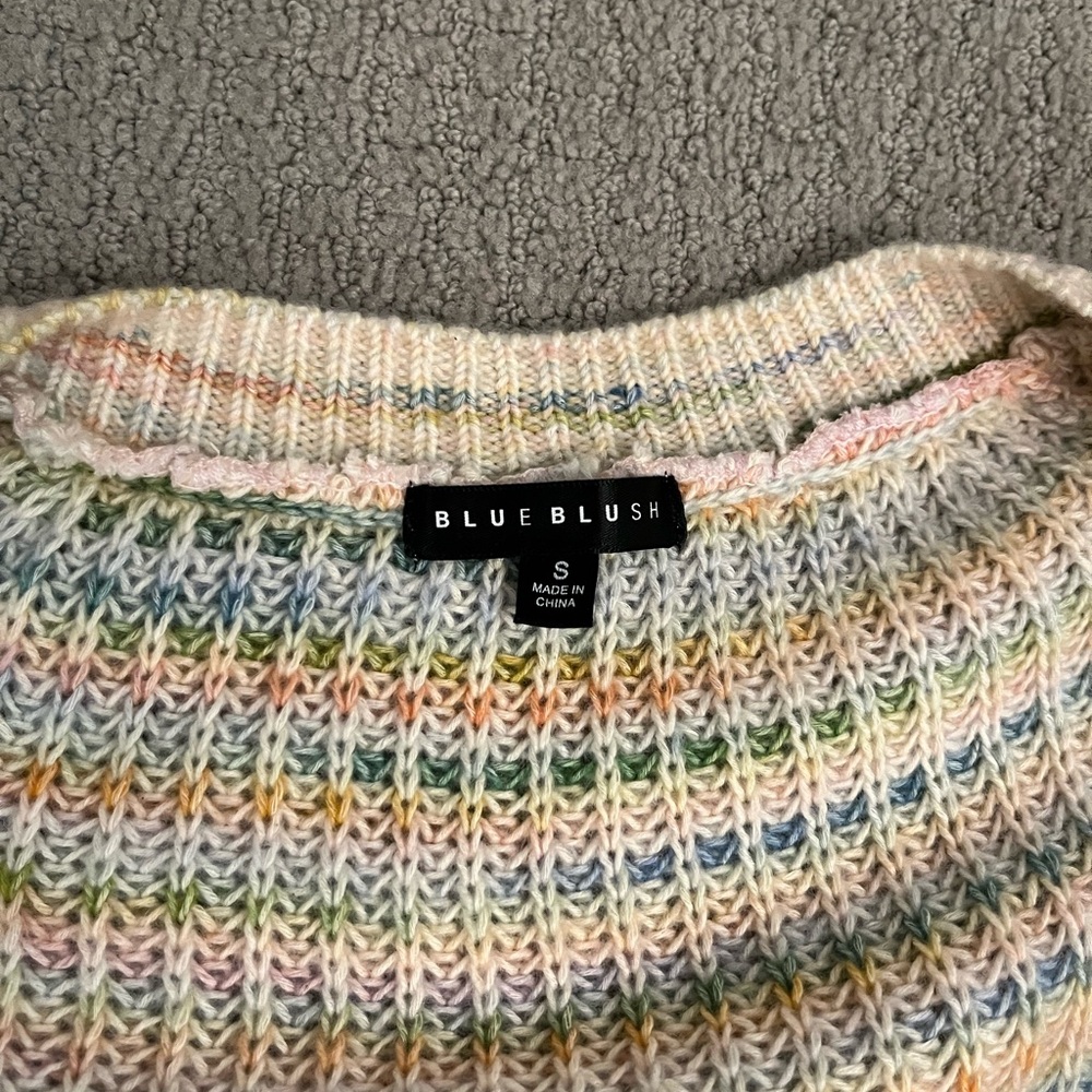 🩷 Lane 201 Boutique Major Babe Sweater Multicolor Knit Crop Top Size Small, Cute - Picture 6 of 11